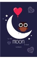 To The Moon and Back Notebook, Blank Write-in Journal, Dotted Lines, Wide Ruled, Medium (A5) 6 x 9 In (Blue)