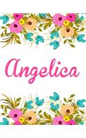 Angelica: Personalised Name Notebook/Journal Gift For Women & Girls 100 Pages (White Floral Design)