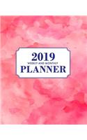 2019 Weekly and Monthly Planner: Watercolor Design, Personal and Business 12 Month Planner, January 2019 Through December 2019, with to Do List Dated