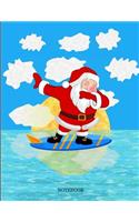 Notebook: Dabbing Santa Claus Surfing Sunset on the Water 150 Pages 8.5 X 11