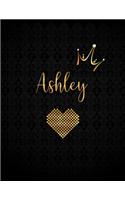 Ashley: Black Personalized Lined Journal with Inspirational Quotes