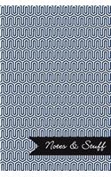 Notes & Stuff - Lined Notebook with Sapphire Blue Key Maze Pattern Cover