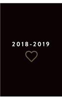 2018 - 2019, 18 Month Weekly & Monthly Planner: Black Gold Heart, Daily, Weekly, Monthly, January 2018 - June 2019