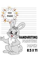 Handwriting Practice Paper: Bunny Notebook with Dotted Sheets for K-3 Students 100 Pages 8.5x11