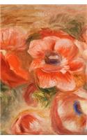 Notizbuch für Künstler: Künstler Notizheft, Tagebuch, Notebook, Schreibheft etwa A5 (15,3 x 22,9 cm), liniert mit Motiv: "Anemonen" von Renoir