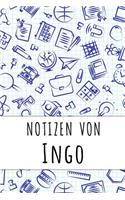 Notizen von Ingo: Kariertes Notizbuch mit 5x5 Karomuster für deinen personalisierten Vornamen