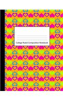 College Ruled Composition Notebook: Little Hearts on Orange Design Cover - Blank Lined Interior