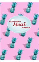 Keto Weekly Meal Planner: 52 weeks of Food Menu Planning with Grocery Shopping List, Recipe pages - Green Pineapple Print