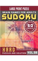 Hard Sudoku Large Print: sudoku puzzle books hardest - Full Page HARD SUDOKU Maths Book to Challenge Your Brain - Sudoku in Very Large Print for Adults & Seniors - (Sudoku B(58 Sudoku Brain Games Puzzles Book Large Print)