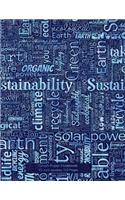 Graph Paper Notebook 1/2 inch squares 120 pages: 8.5"x11" graph paper notebook with sustainability word cloud on ocean blue cover, half inch squares, perfect bound, ideal for graphs, math sums, com