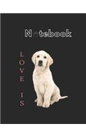 NoteBook: Labrador Retriever Women Men Kids White Lab Dog Mom Notebook for Dog Fans Animal Print Journal College Ruled Blank Lined 110 Pages of 8.5"x11" The L