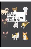 Love is wet noses sloppy kisses and a wagging tail
