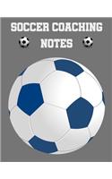 Soccer Coaching Notes: For soccer coaches to use to plan games - Includes a pitch diagram to sketch out strategies and room for coaching notes.