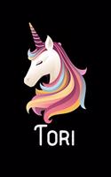 Tori: Personalized Custom Name Unicorn Themed Monthly 2020 Planner (Calendar, To Do List, Monthly Budget, Grocery List, Yearly Financial Goals) Gift for G