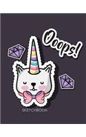 Ooops sketchbook: Cute cat on purple white cover (8.5 x 11) inches 110 pages, Blank Unlined Paper for Sketching, Drawing, Whiting, Journaling & Doodling(4 Cute Cat on Purple Sketchbook)