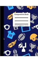 Composition Book 100 Sheet/200 Pages 8.5 X 11 In.-Wide Ruled-Football-Navy-2: Writing Notebook - Wide Ruled Lined Book - Soft Cover - Writing Notebook Plain Journal - Blank Writing Notebook - Lined Page American Football Sport