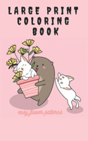 large print coloring book easy flower patterns