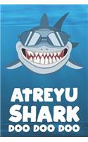 Atreyu - Shark Doo Doo Doo: Blank Ruled Name Personalized & Customized Shark Notebook Journal for Boys & Men. Funny Sharks Desk Accessories Item for Writing Primary / Kindergar