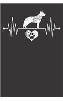 Dog Trainer Notebook: Vintage Australian Cattle Dog Heartbeat Love Heart Paw Gift 6x9 Dot Grid Dotted 120 Pages for School College