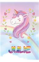 Julie: Julie Unicorn Notebook Rainbow Journal 6x9 Personalized Customized Gift For Someones Surname Or First Name is Julie