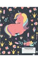Handwriting Practice Paper Picture Space for Drawing: Unicorn cute kids Story Space and Dotted Mid Line Pre- K through to third grade Lined Paper Drawing Children's Journal Writing