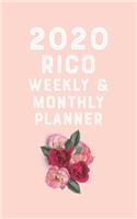 RICO planner 2020-2021, planner calendar 2020 for RICO Monthly Weekly 2020 Planner A beautiful: Planner 2020 / Planner Book Gift, 100 Pages, 5 x 8 inches, RICO Planner, Planner Book, 2020 planner weekly and monthly, planner's, work, or home!, S