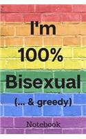 Notebook: I'm 100% Bisexual; Supporting Bisexuality and Bisexual people; 6x9inch Notebook with 108-wide lined pages