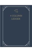 4 Column Ledger: Blue & Gold Bird Account Record Keeping Books, General Columnar Ruled Ledger Book, Blank Accounting Bookkeeping Notebook, Paper Book Financial Accou(1 Notebooks for Small Business Home Office)