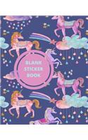 Blank Sticker Book: Purple Circus Unicorns Blank Sticker Book 100 pages