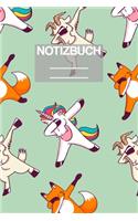 Notizbuch A5 Muster Zeichnung Dab Dabbing Einhorn Unicorn Fuchs Fox Ziege