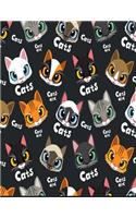 Cats: Cute cat on brown cover and Lined pages, Extra large (8.5 x 11) inches, 110 pages, White paper(3 Cute Cat on Brown Notebook)