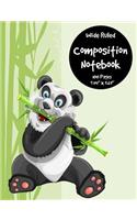 Composition Notebook: Cute Panda Bear-Bamboo Design, Wide Ruled, School Supplies, 100 pages, 7.44" x 9.69"