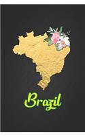 Brazil: A Wonderful Blank Lined Novelty Birthday Gift Notebook with Brazil Country Outline in Gold Gift for a South American Person