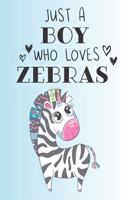 Just A Boy Who Loves Zebras: Cute Zebra Lovers Journal / Notebook / Diary / Birthday Gift (6x9 - 110 Blank Lined Pages)