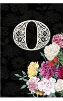 O: Carnation Flower Journal, Personalized Monogram Letter O Blank Lined Diary with Soft Carnation Interior Pages.