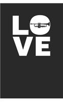 Love: Trumpet Notebook 6 x 9 (A5) Graph Paper Squared Journal Gift For Trumpeters (108 Pages)