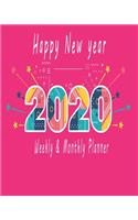 Happy new year 2020 Planner Weekly and Monthly: Jan 1, 2020 to Dec 31, 2020: Weekly & Monthly Planner + Calendar Views - Inspirational Quotes and Navy Floral Cover - ... December 2020 (2020 Pretty