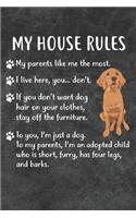 My House Rules Notebook Journal: 110 Blank Lined Papers - 6x9 Personalized Customized Notebook Journal Gift For Golden Retriever Puppy Dog Owners and Lovers