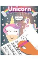 Unicorn Handwriting Practice Letter Tracing Workbook