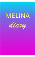 Melina: Journal Diary - Personalized First Name Personal Writing - Letter M Blue Purple Pink Gold Effect Cover - Daily Diaries for Journalists & Writers - J