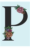 P: Floral Monogram, 6x9, 120-Pages, Lined Notebook