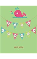 Baby shower Notebook: Graphic Whale Green Cover Notebook Journal Diary, 110 Lined pages, 8.5" x 11"(2 Baby Whale Shower Notebook)