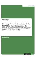 Manipulation der Sprache durch die NSDAP. Eine Darstellung anhand des Artikels 