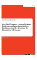 Greed and Grievance. Untersuchung des Erklärungsparadigmas innerstaatlicher Konflikte anhand des Kriteriums der Ethnizität im Fall Ruandas