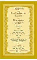 Record, First Presbyterian Church of Morristown, New Jersey Volumes I-V