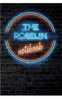 The ROSELYN Notebook: Vintage Blank Ruled Personalized & Custom Neon Sign Name Dotted Notebook Journal for Girls & Women. Wall Background. Funny Desk Accessories. Retro B