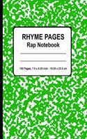 Rhyme Pages Rap Notebook: School Marble Green, Version 2.0, Durable Softcover, Lined Lyric Notebook Journal, Gift Idea - [Professional Grade]