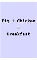 Pig + Chicken = Breakfast: Blank Lined Journal