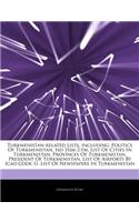 Articles on Turkmenistan-Related Lists, Including: Politics of Turkmenistan, ISO 3166-2: TM, List of Cities in Turkmenistan, Provinces of Turkmenistan, President of Turkmenistan, List of Airports by (English)