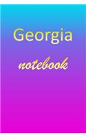 Georgia: Blank Notebook - Wide Ruled Lined Paper Notepad - Writing Pad Practice Journal - Custom Personalized First Name Initial G Blue Purple Gold - Taking 